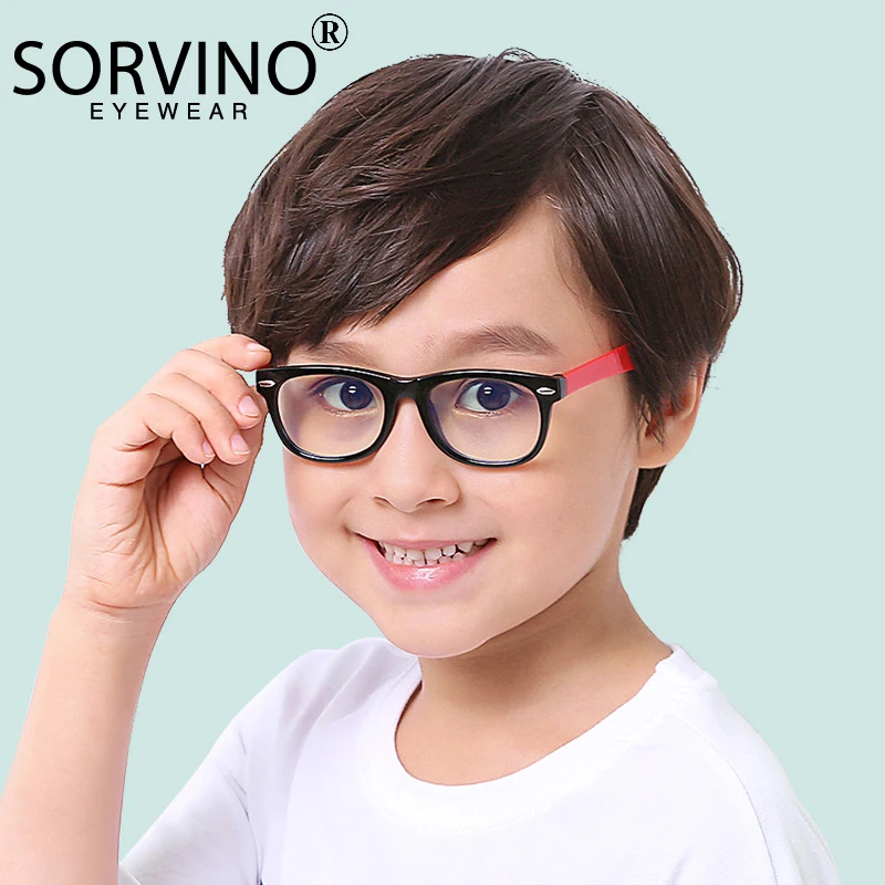 SORVINO Square Blue Light Kids Glasses Children Optical Frame Eyewear Boy Girls Computer Clear Blocking Anti Reflective Eyeglass