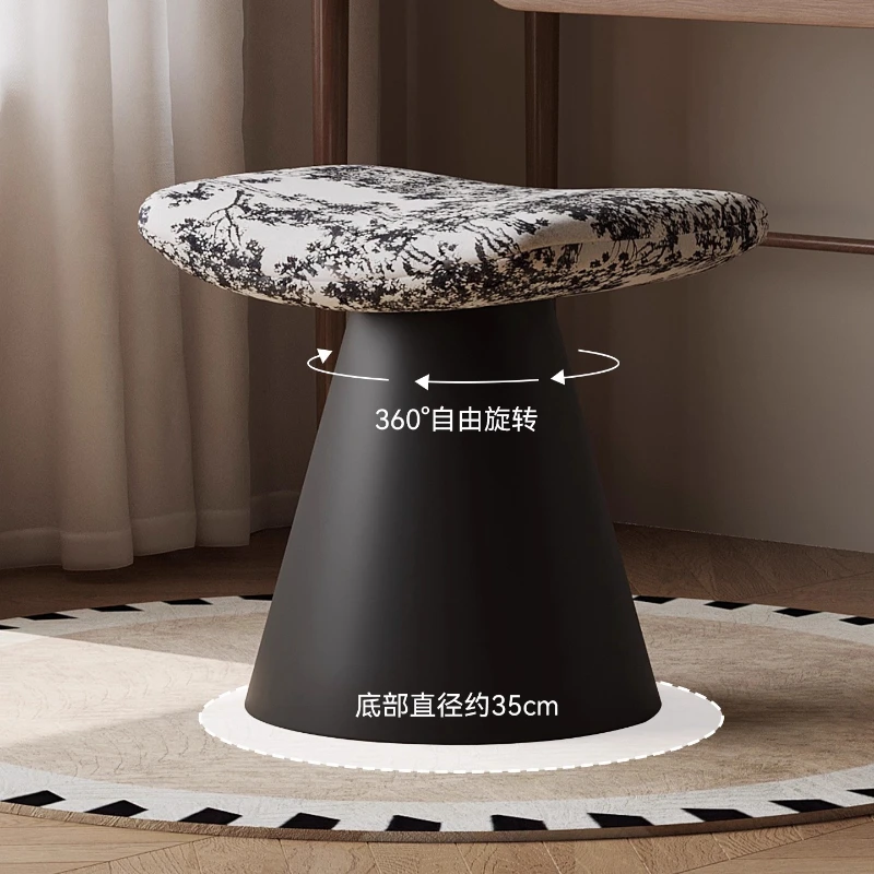 Swivel Velvet Vanity Stool Mid-Century Modern Makeup Chair for Women Rotating Dressing Table Seat Upholstered Bedroom Stools