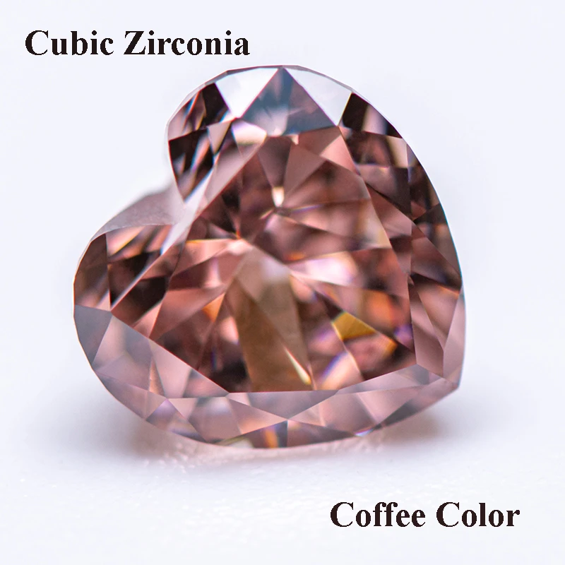 

Cubic Zirconia Crushed Ice Cut Coffee Color Heart Shape Charms Beads for Diy Jewelry Making Earrings Materials No Certificate