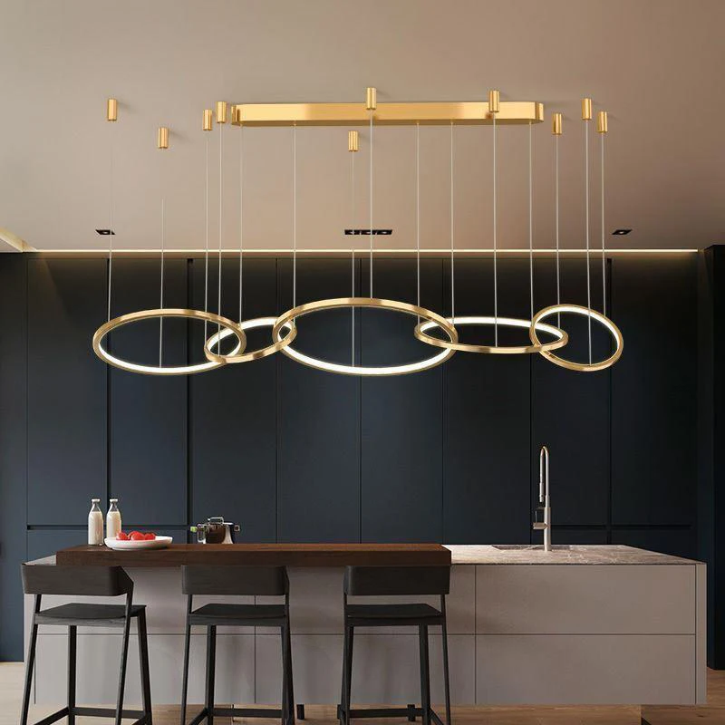 Modern Home Decoration Ring Chandelier Used for Kitchen Dining Table Living Rooms Pendent Lamp Indoor Lighting Hanging Fixture