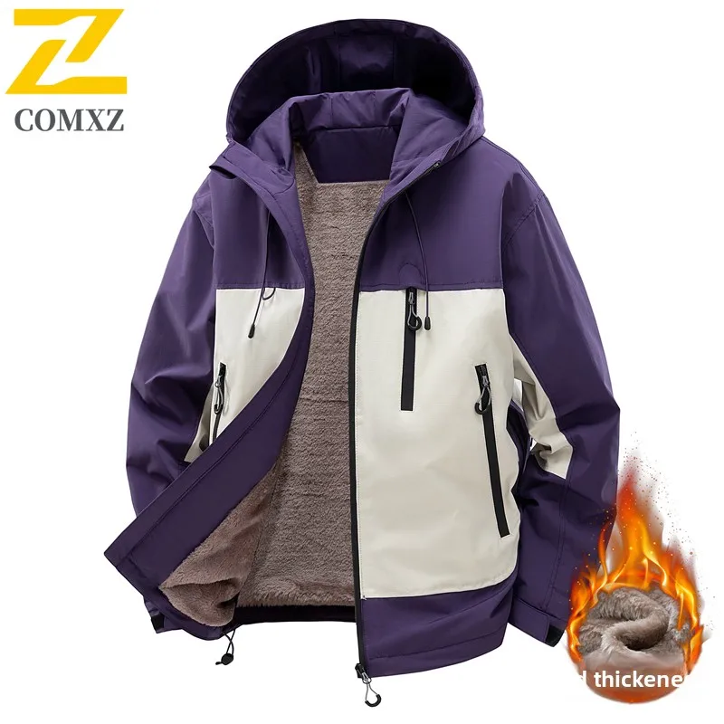 

Мужская куртка COMXZ Charge 2025 для занятий спортом на открытом воздухе, флисовая теплая ветрозащитная водонепроницаемая дышащая куртка с капюшоном, повседневная свободная ветровка