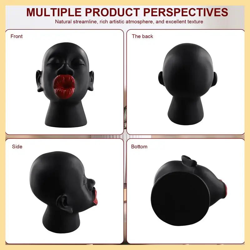 

GOOD-Red Lip Figure Sculpture Creative Living Room Bookshelf Art Room Decor Modern Face Home Decoration