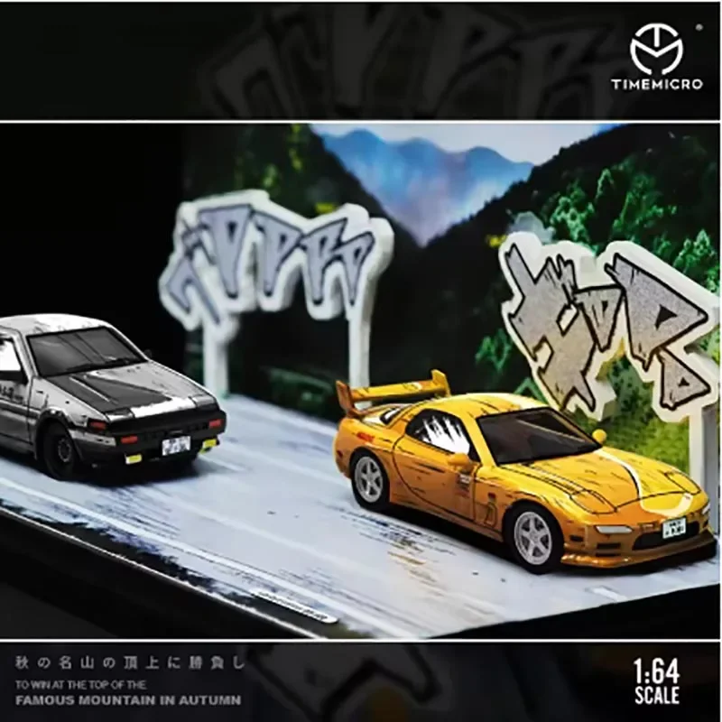 

TimeMicro 1:64 scale AE86/ RX-7 comic version alloy car model Collectibles finished ornaments Adult Gift Toys