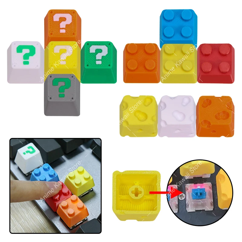 Cartoon Question Mark Cheese Personalized Design Direction Keys 3D Printed Cross Axis Mechanical Keyboard Creative Keycap Set