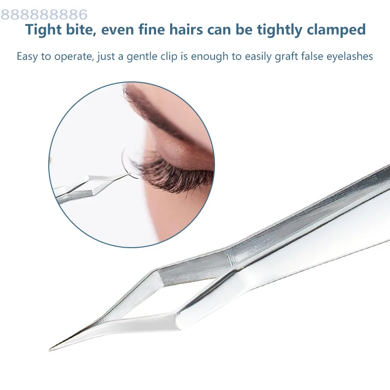 Anti-Slip Stainless Steel Lash Extension Tweezers Curved Tip Straight High Precision for Nail Art Makeup Beauty Tools