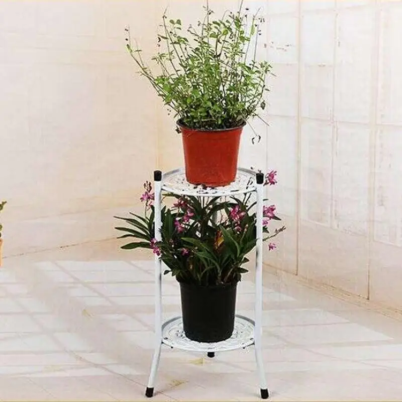 Plant Stand Indoor Outdoor 2 Tiers Metal Potted Plant Stands Flower Pot Shelf Planter Holder Home Garden Display Rack