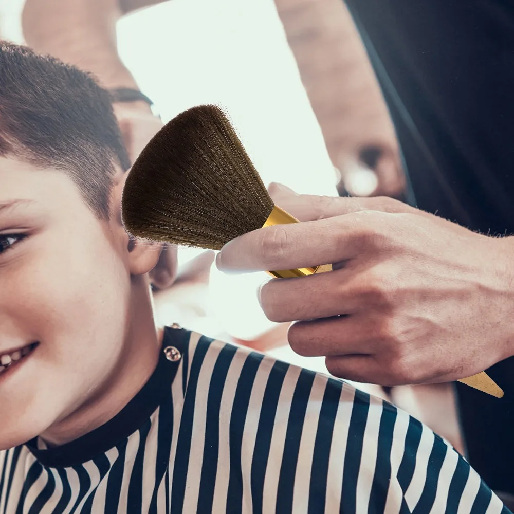 

Wooden Handle Hairdressing Professional Soft Brush Neck Face Duster Haircut Dust Removal Cleaning Brush Makeup Anti-Static