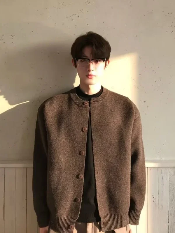 

Ленивый вязаный открытый кардиган, свитер для мужчин и женщин, зимний корейский свободный повседневный топ, пальто, длинное свековое круглое Ne ex