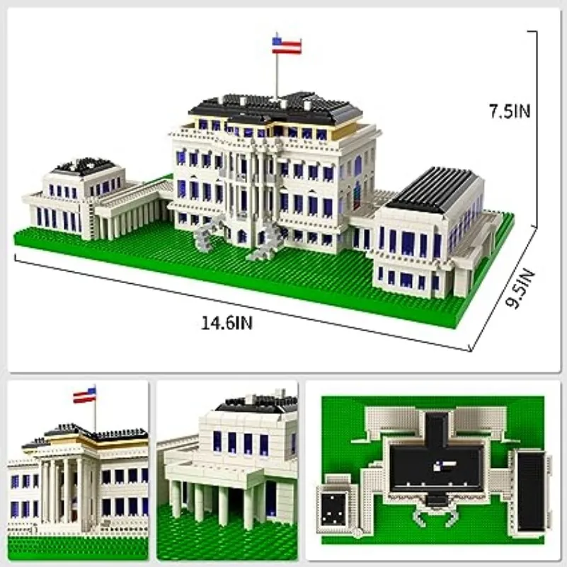 White House, Miniature Building Blocks, Collector's Model Set, Living Room Decoration Building Blocks, Splicing, Christmas