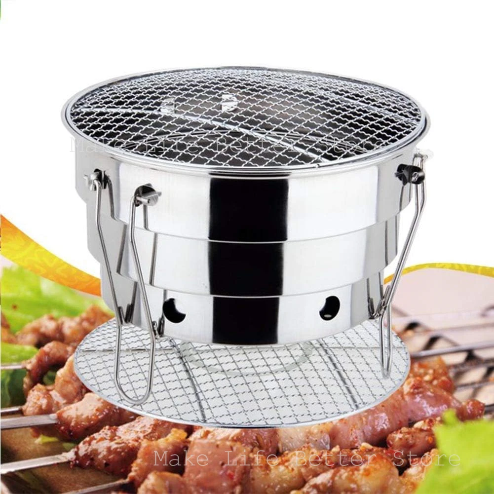 

304 Stainless Steel Barbecue Grill Portable Outdoor Stove IGT Table Stove Folding Firewood Stove Barbecue Camping Stove