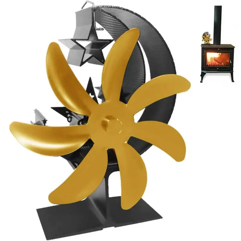 

7-Blade Heat Powered Fireplace Fan Wood Stove Fan Quiet Operation Circulating Warm Air Non-Electric Eco Fan for Wooden Burner