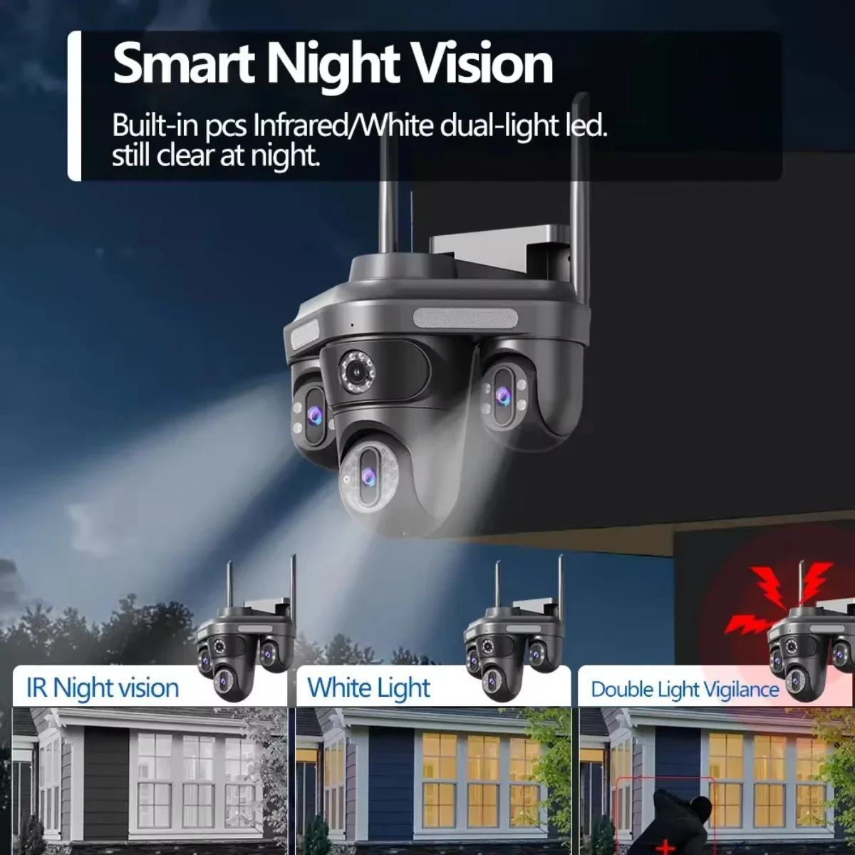 20MP 10K Four Screen 2-Audio WIFI IP Camera Four Lens PTZ Camera Ai Human Detection CCTV Video Security Camera FFvideo App