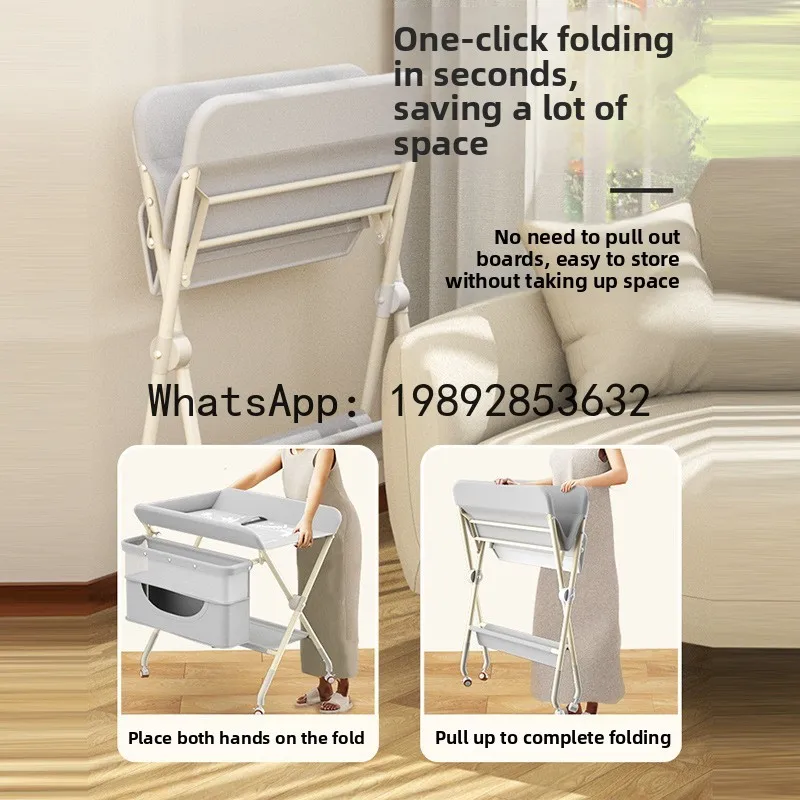 طاولة العناية بالطفل، طاولة تغيير الحمام لحديثي الولادة، طاولة تدليك تعمل باللمس، قابلة للطي ومتعددة الوظائف #4