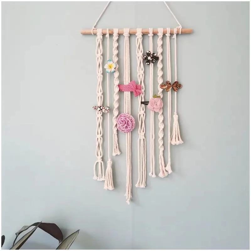 Bohemian Woven Wall Tapestry Hair Accessory Storage Belt Decorative Wall Hanging Headwear Hair Clip Organizer Nordic DIY