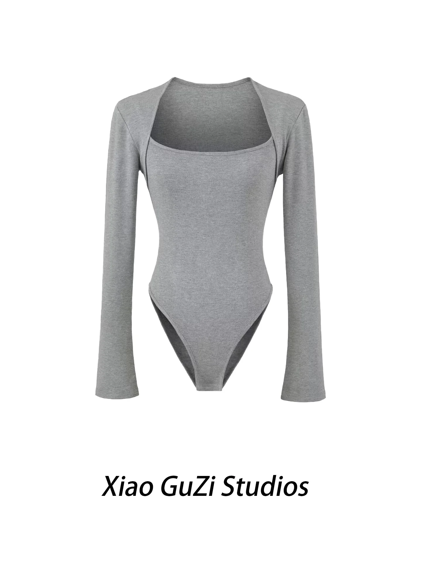 

Slimming Color Long Sve Square Collar Rer Casual Base irt Women's High Waist Straight Leg Pants Polyester Fiber