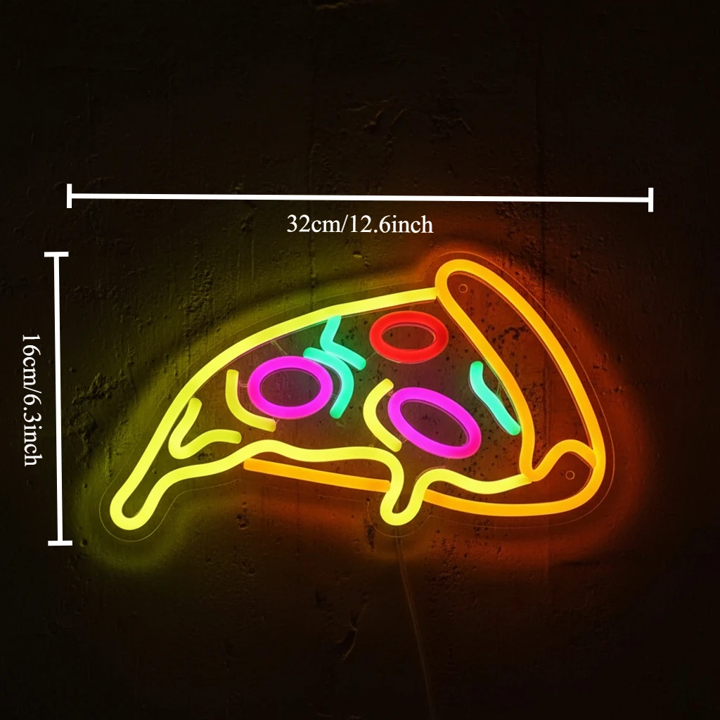 Neon LED Pizza, Szyld Neonowy do Pizzerii, Restauracji Fast Food, Lampa LED do Wnętrz, Szyld Reklamowy do Sklepu, Dekoracja Ścienna, Neon