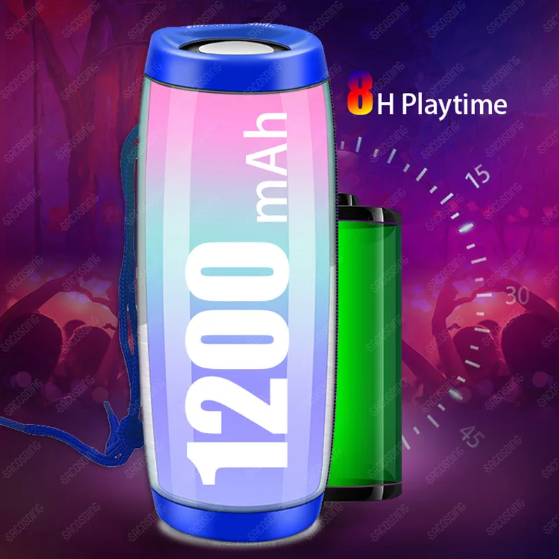 LEDライト付きポータブルBluetoothスピーカー,FMラジオ,音楽ラジカセ,USB, AUX, TF, Bluetooth