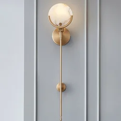 Modern Gold Marble copper Wall Lamp For Living Room Bedroom Hotel Minimalist Bedside Lamp LED Home Indoor Light Fixtures