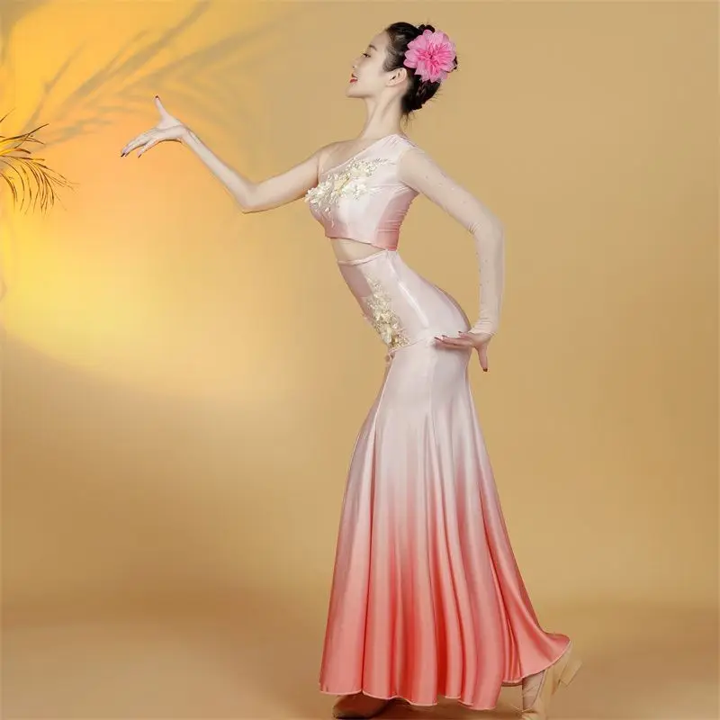 Classical New Xishuangbanna Dai Dance Costume Women Stage Dance Practice Costumes Chinese Style Dance Costume Gradient Orange