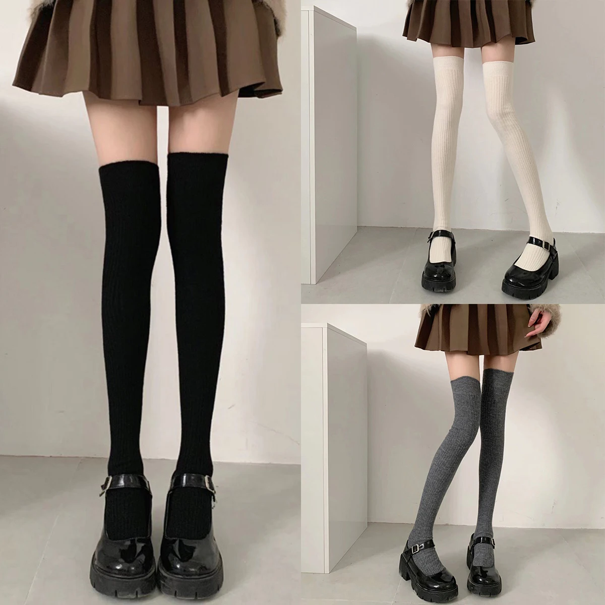 Fashion Women Knee-socks Lady Autumn Winter Thigh High Tall Tube Leggings Thermal Over Knee Sock Korean Preppy Style Casual Sock