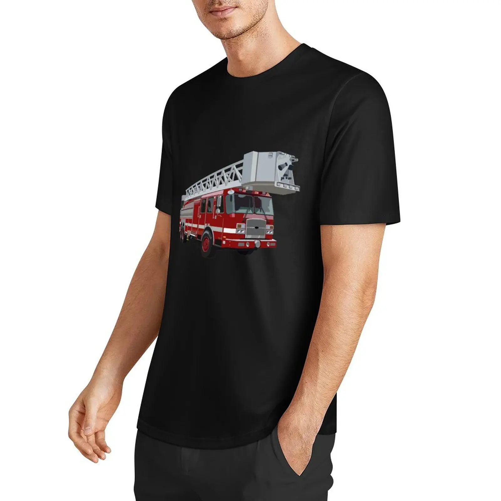 Fire Engine Truck with Ladder T-Shirt anime stuff cheap stuff oversized graphic tee black t shirts for men