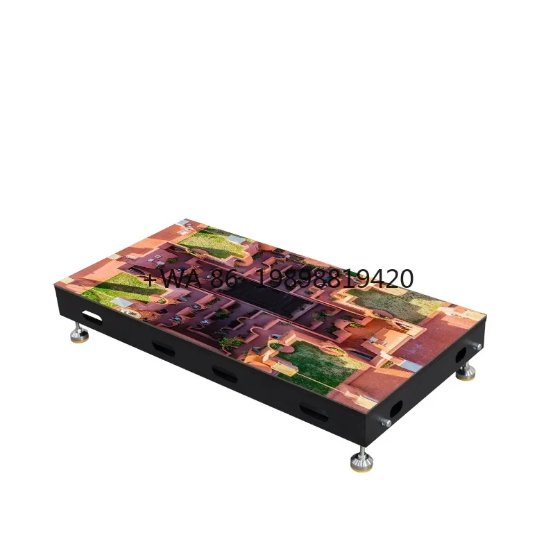 بلاط شاشة التفاعلية الغمر الحديد أرضية الرقص لحفل زفاف ديسكو P4.81 LED أرضية الرقص 500x1000 مللي متر كامل اللون