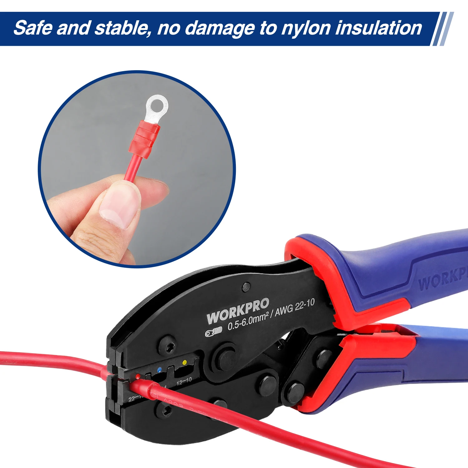 WORKPRO Ratchet Crimping Pliers Set Tool Kit Terminals Interchangeable Dies Crimp Wire Pliers Push Connectors Household Kit