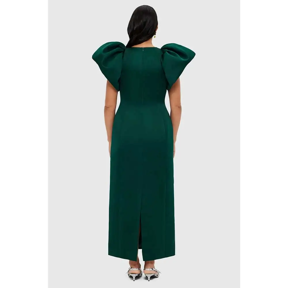 YULAN Elegant Mother's Day Party Dark Green Evening Dress 2024 Saudi Arabia Wedding Ball Guest Gorgeous Puff Sleeve Party Dress