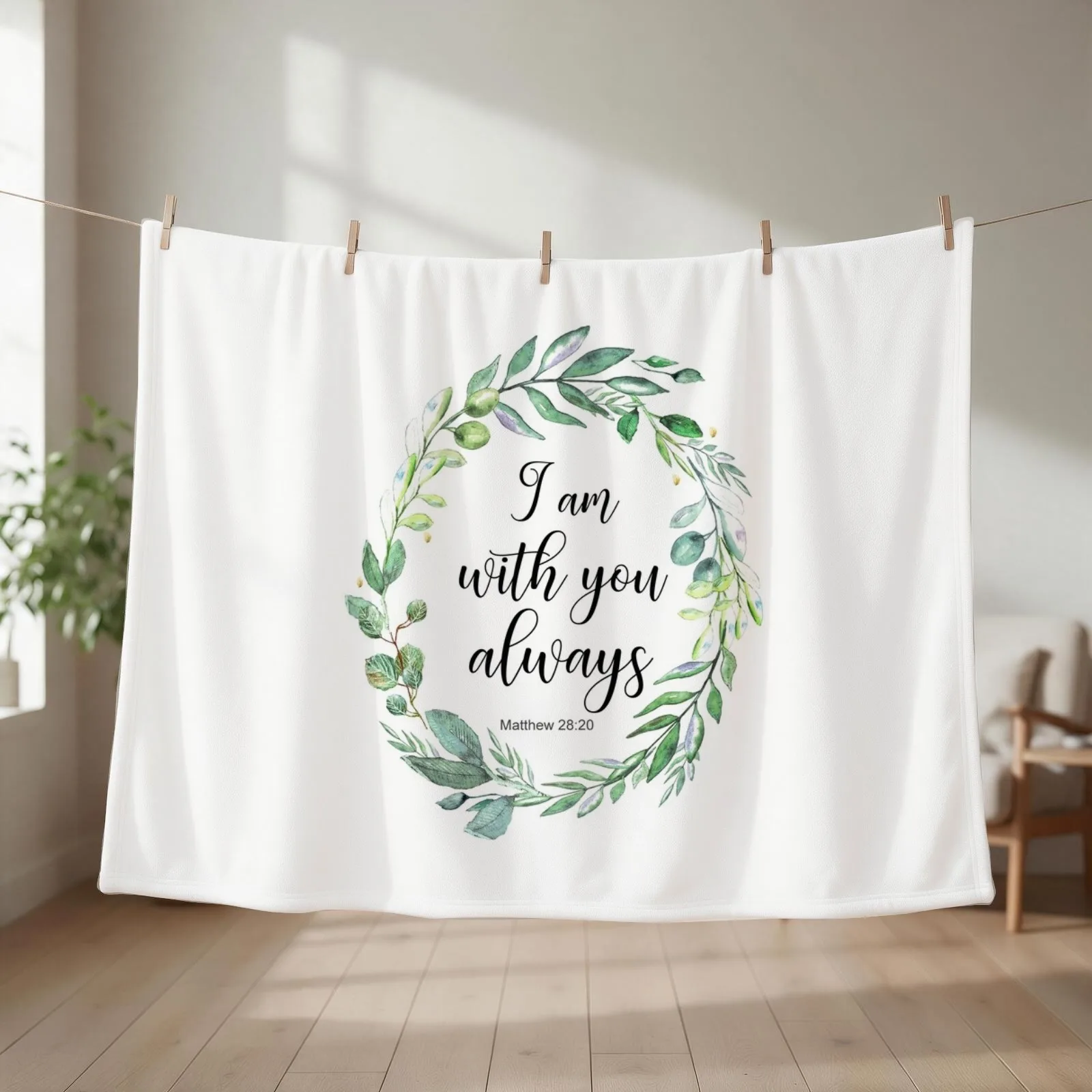 I am with you always bible verse Matthew 28:20 Throw Blanket couch cozy soft plush fuzzy picnic outdoor blanket