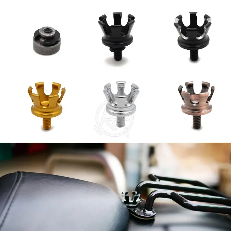 Motorcycle Imperial Crown StyleRear Fender Seat Bolt Seat Screw Nut Mount Knob Cover Nut for Harley Motorbikes 96-20 Aluminum