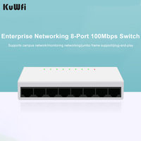 KuWFi 8 Ports Ethernet Switch 10/100/Mbps Desktop Network Switch RJ45 Adapter Fast Ethernet Bandwidth 1.6G Auto MDI/MDIX