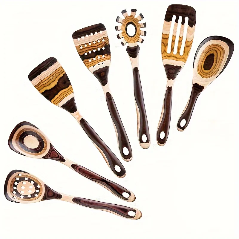 

7pcs Kitchen cooking tools, Heat-resistant wooden kitchen spatula, salad spatula, Kitchen utensils, L9195