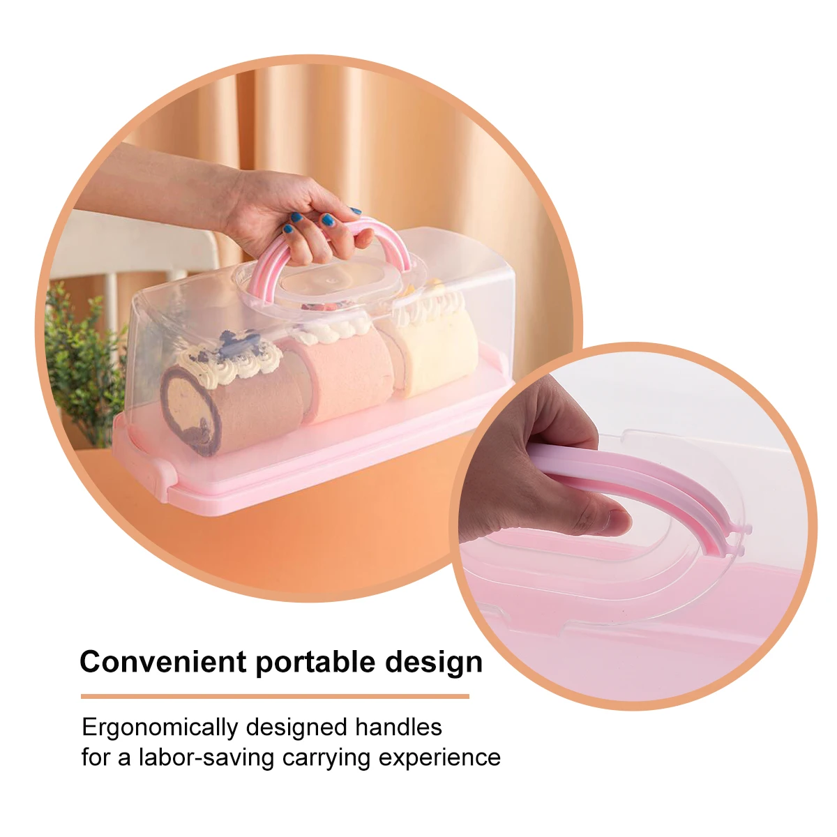 

Portable Bread Box Food Container Ecofriendly Sturdy Plastic Transparent Lid Handle Sealing Buckle Bakery Packaging Storage