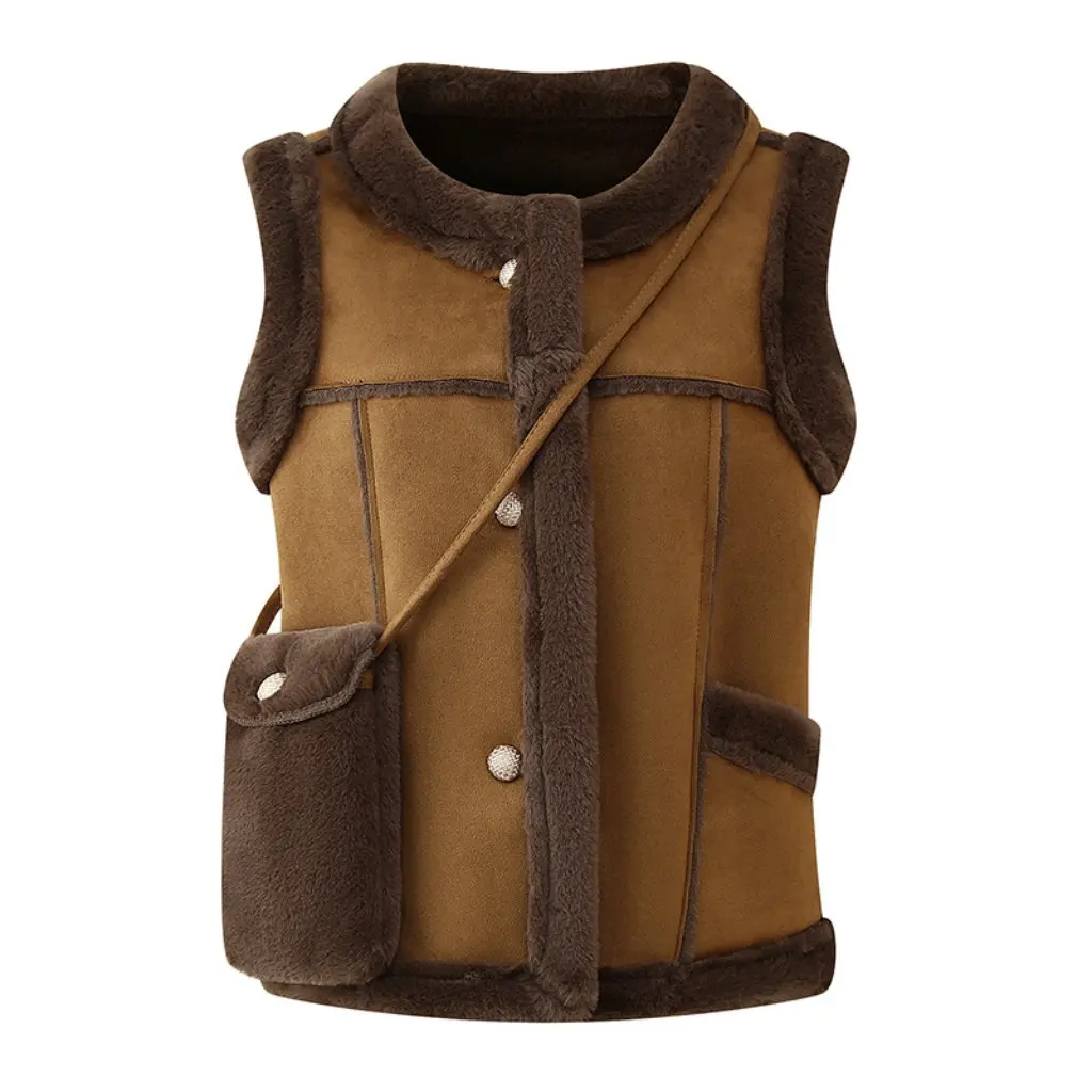 

Z4JM-911013 Women's Fleece-Lined Crew Neck Waistcoat Vest Autumn Winter Fashion Europe And USA Style Wholesale