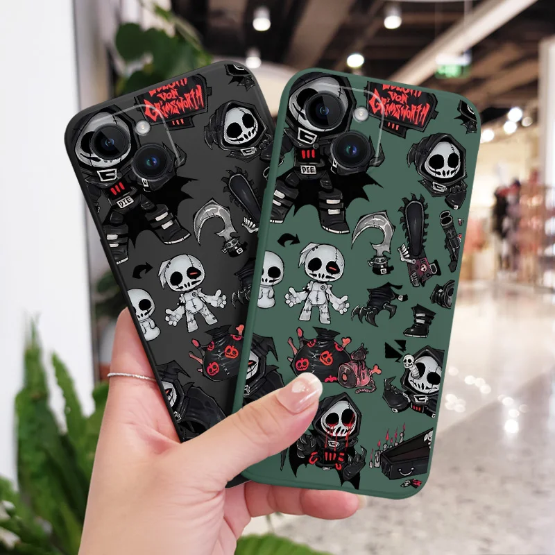 Dark Skeleton Phone Case For iPhone 16 15 14 13 12 11 X XR XS Plus Pro Max Mini Silicone Cover