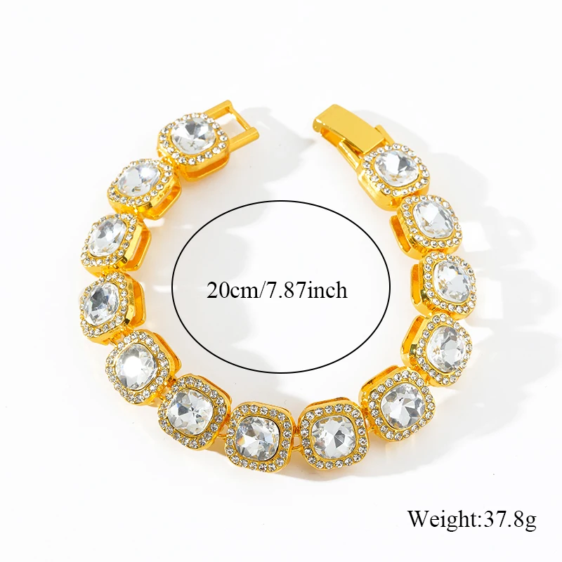 GANPUP 316L Edelstahl Große Glänzende Zirkonia Armband Armreif Für Frauen Männer Wasserdicht Chunky Kubanischen Kette Handgelenk Schmuck Geschenk – Detail 15