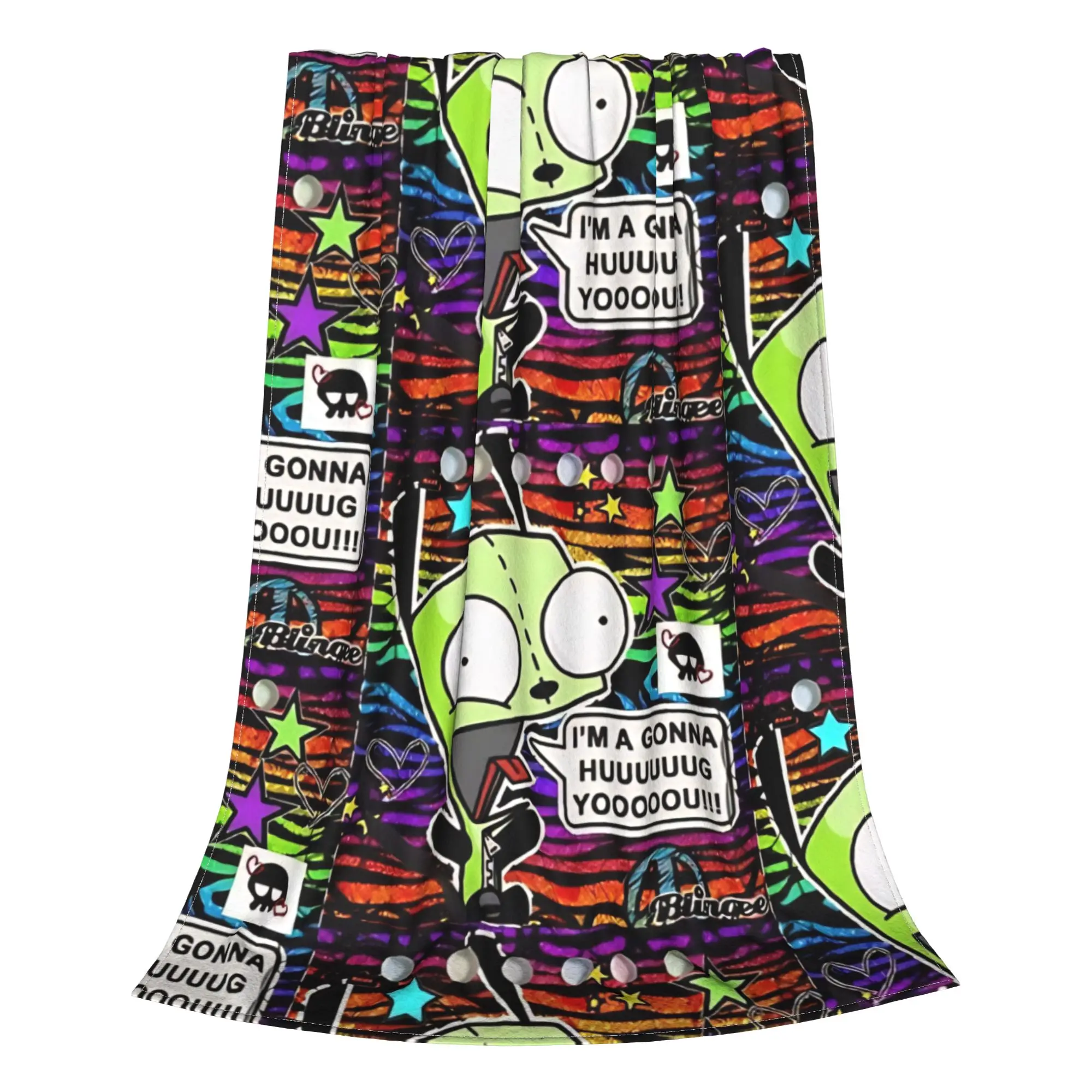 1PC cartoon Invader Zim Home Room Decorations Winter Blankets For Adults Bedding Home Interior Sofa Knee