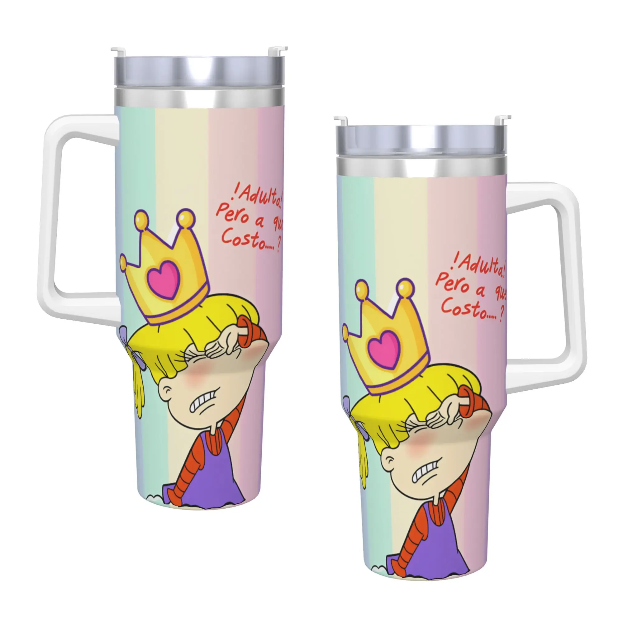 Rugrat Character Stainless Steel Tumbler  Driving Thermal Cups With Straws and Lid 40oz Car Mugs Hot Drinks Water Bottle