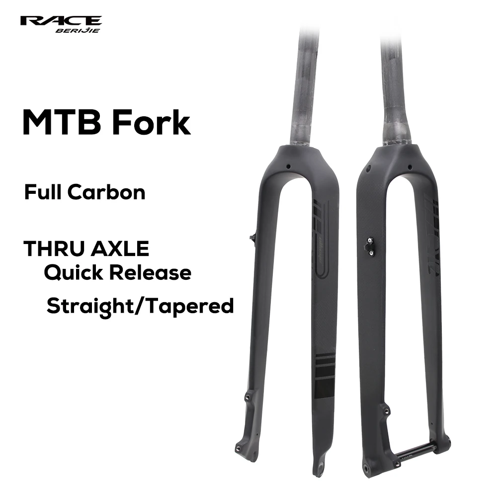 

MTB Full Carbon Fiber Rigid Fork,Straight/Tapared Tube Bicycle Fork,9*100mm Quick Release,Thru Axle 15*100mm,26/27.5/29 Inch