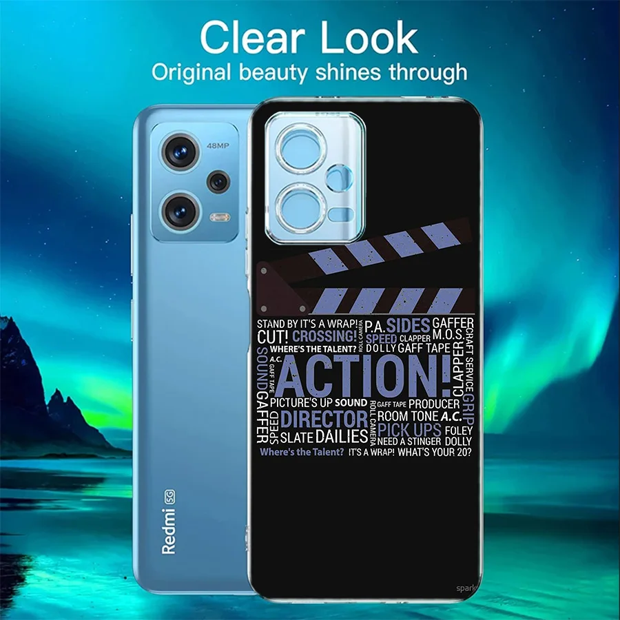 Clapper Board Film Movie Maker Cover Case For Xiaomi Redmi Note 12S 12 11 Pro Plus 11T 11S 10 5G 10S 9 9T 9S 8 8T 7 5A Pro TPU P