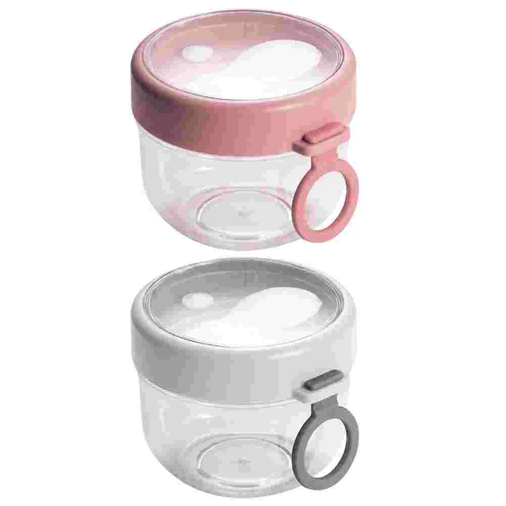 

2 Pcs Oatmeal Container Oats Pickle Bowl Overnight Jars with Lid Fork Yogurt Containers Lids Cup Big