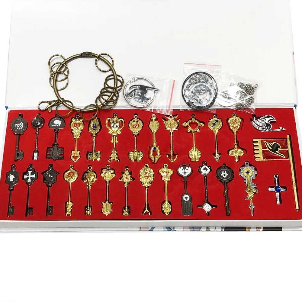 32pcs/Set Elza Lucy Heartfilia Scarlet Metal Keys Set Zodiac Star