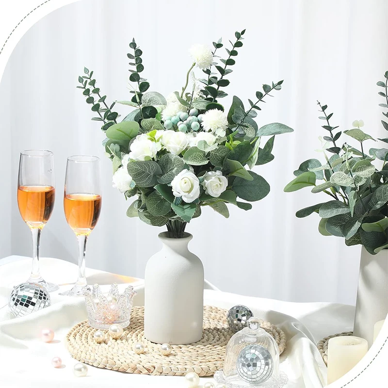 5/10 قطعة باقة نباتات الأوكالبتوس الاصطناعية الزهور وهمية للمنزل ديكور حديقة الزفاف الديكور في الهواء الطلق الجدول زهرية حلية