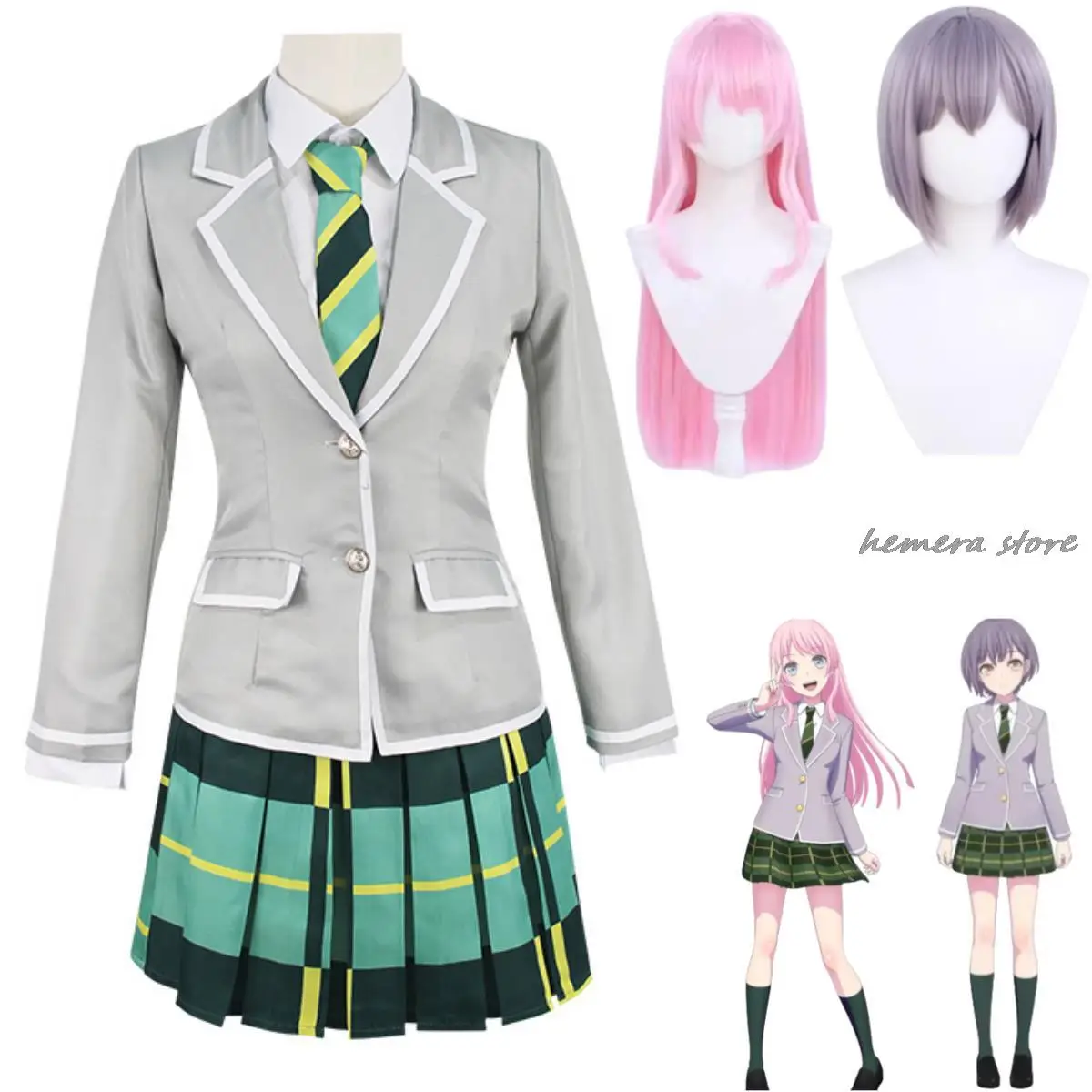 Anime BanG Dream! Anon Chihaya Takamatsu Tomori Cosplay Costume MyGO!!!!! Wig JK School Uniform Woman Sexy Kawaii Party Suit