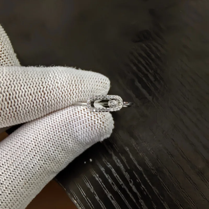 

Fashionable light luxury 18k white gold plated plain rings and full diamond rings for women's wedding rings, engagement jewelry.