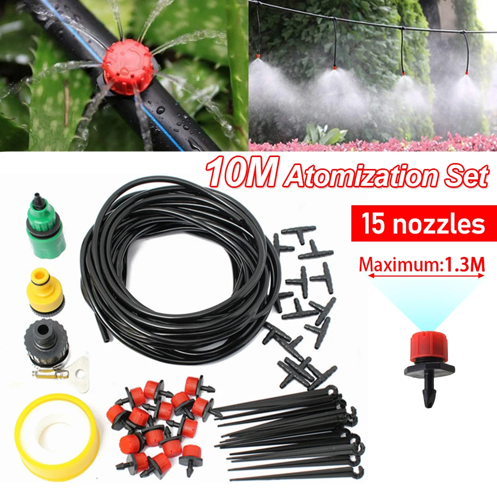 

Drip Irrigation System 10m Hose Automatic Watering Kit Garden Water Adjustable Dripper for 1/2''or3/4'' Male Thread Water Faucet