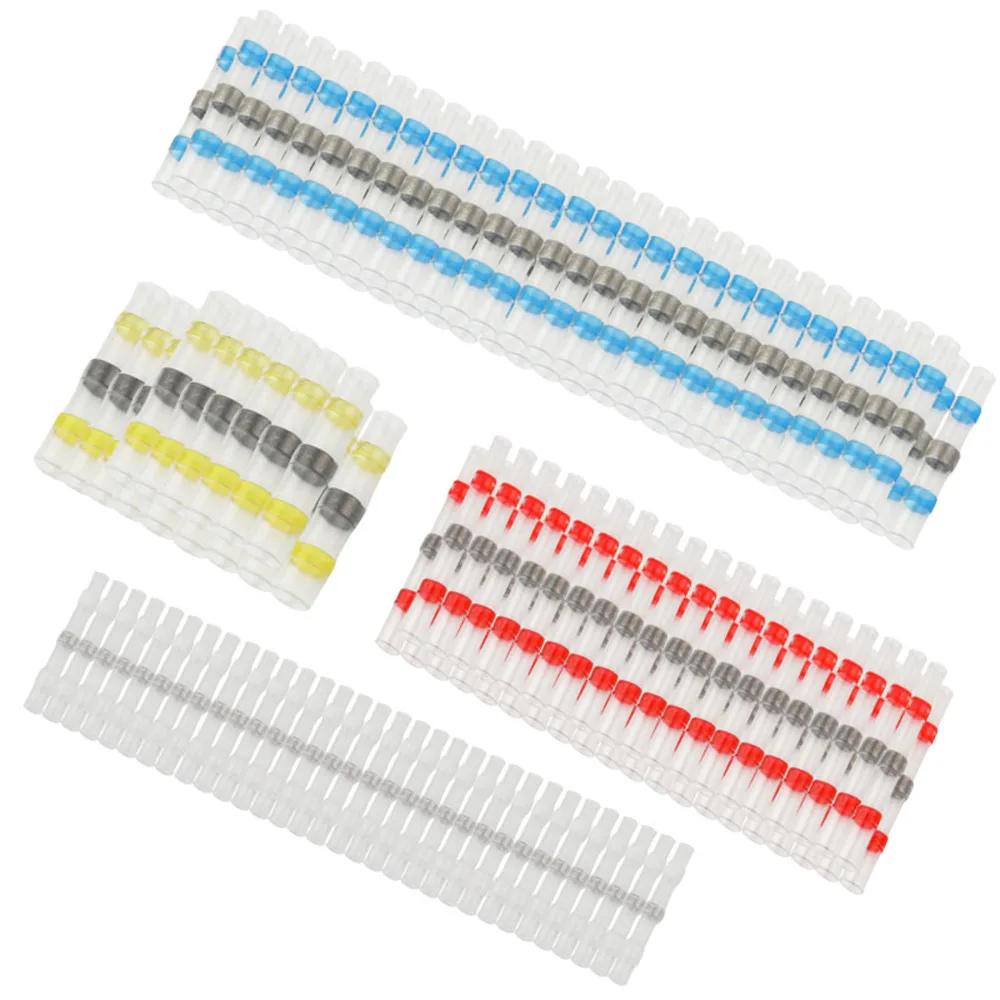 50 sets of multi-color, anti leakage, flame-retardant, heat shrinkable, waterproof solder ring terminals with connecting pipes