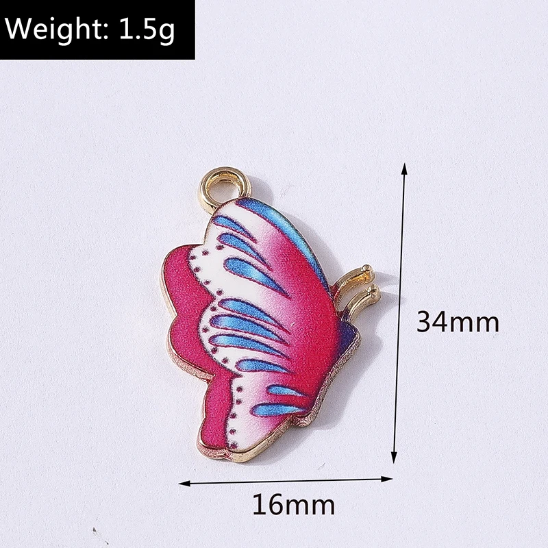 10 Stück 16x34mm Niedliche Bunte Emaille Fliegende Schmetterling-Anhänger für Schmuckherstellung, Halsketten, Ohrringe, DIY-Bastelzubehör – Detail 1