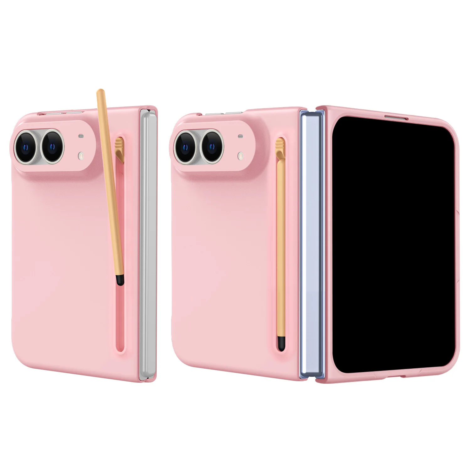 For Iphone Duo Pen Slot with Stylus Tempered Glass Film Lens Protection Anti-Fingerprint Shockproof Cover