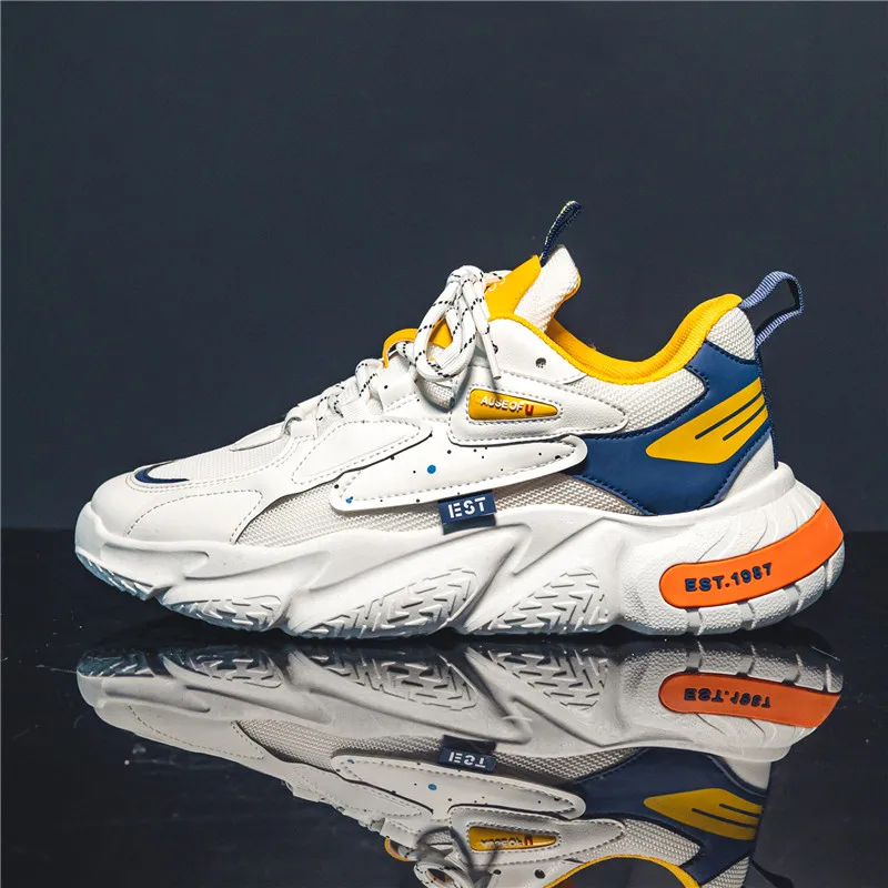 

Красивая модная обувь в стиле поп, мужские массивные кроссовки, легкая модная повседневная обувь с сеткой, нескользящая теннисная спортивная обувь, спортивная обувь